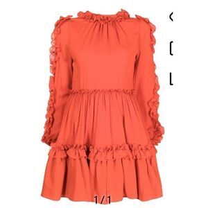 DICE KAYEK Ruffled Mini Dress in Burnt Orange NWT Size 36/ US 4